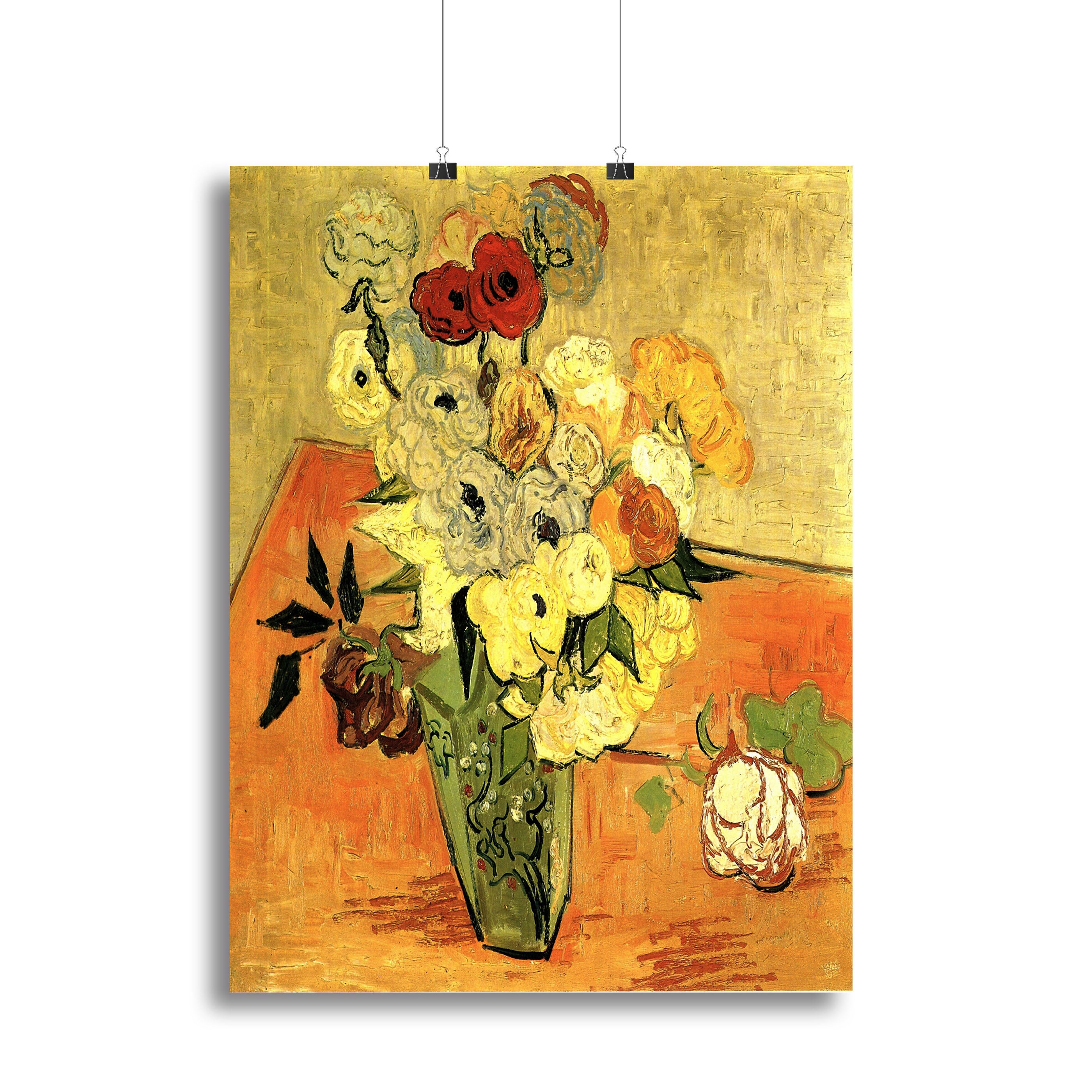Still Life Japanese Vase with Roses and Anemones by Van Gogh Canvas Print or Poster - Canvas Art Rocks - 2