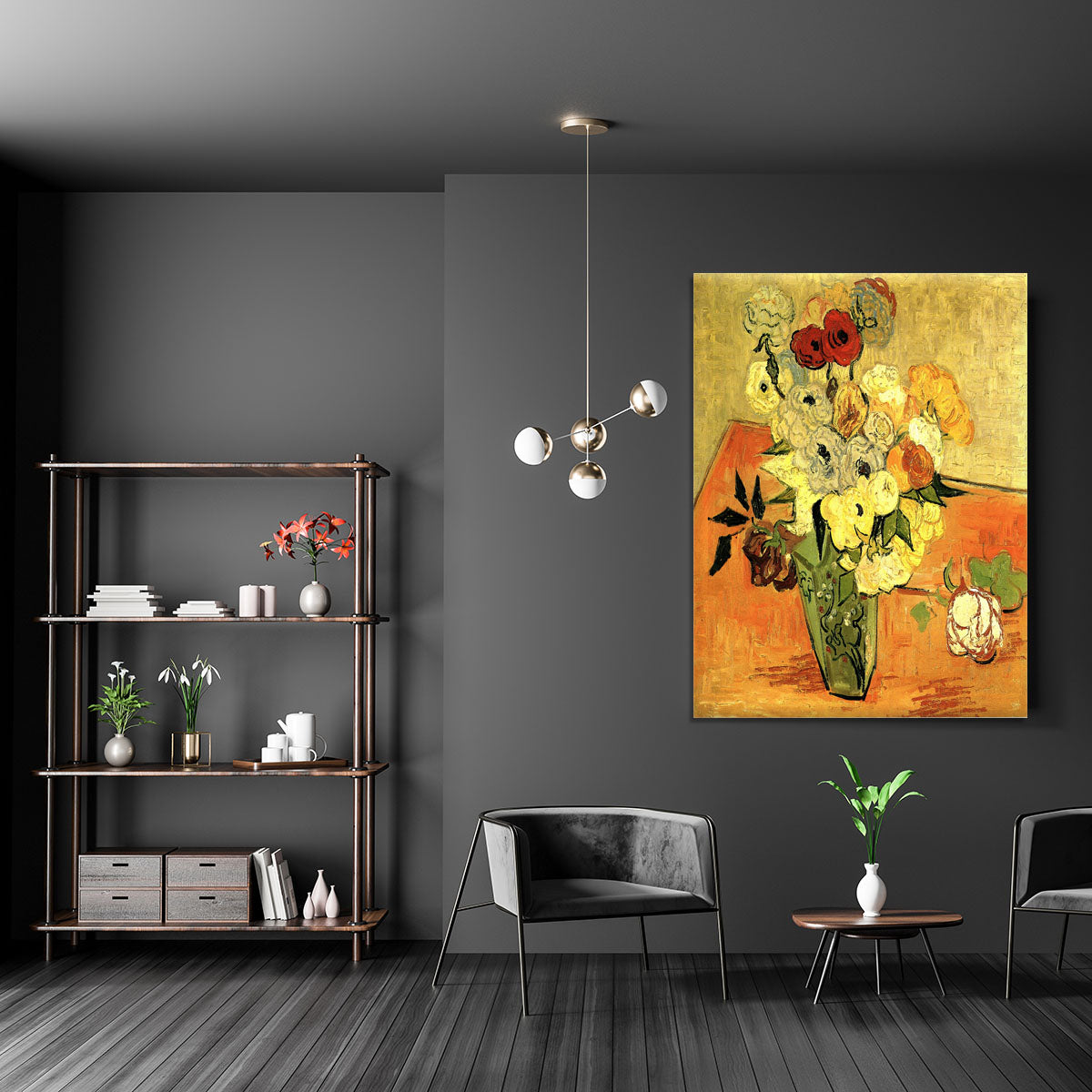 Still Life Japanese Vase with Roses and Anemones by Van Gogh Canvas Print or Poster - Canvas Art Rocks - 5