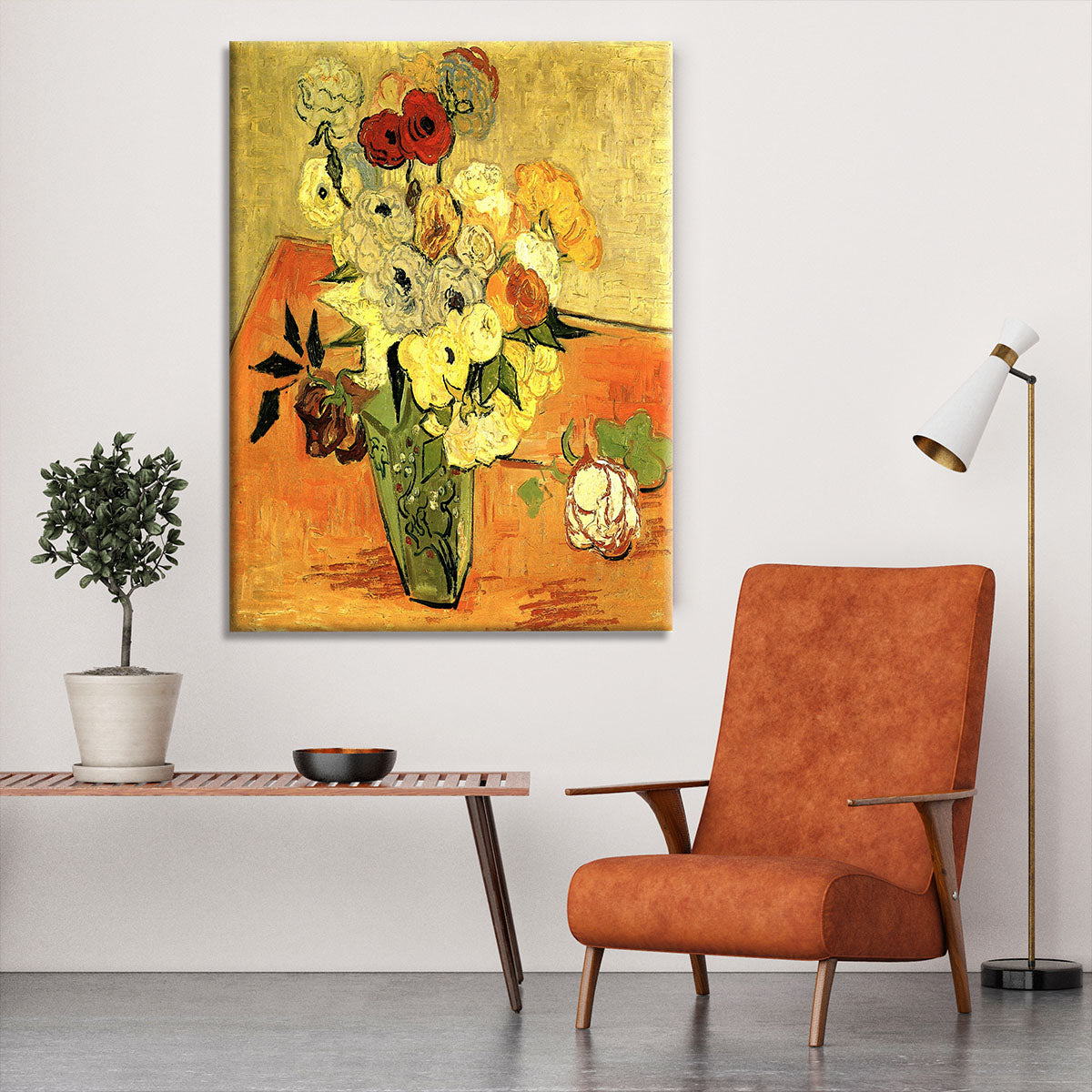 Still Life Japanese Vase with Roses and Anemones by Van Gogh Canvas Print or Poster - Canvas Art Rocks - 6