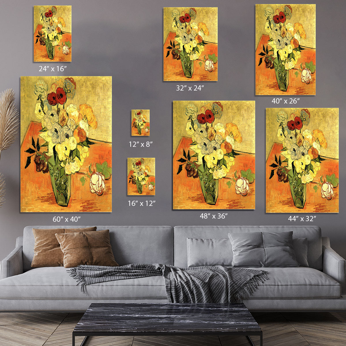 Still Life Japanese Vase with Roses and Anemones by Van Gogh Canvas Print or Poster - Canvas Art Rocks - 7