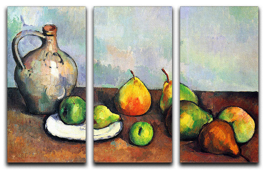 Still Life Jar and Fruit by Cezanne 3 Split Panel Canvas Print - Canvas Art Rocks - 1