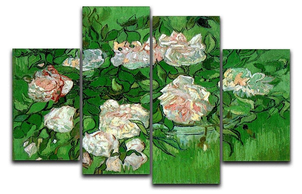 Still Life Pink Roses by Van Gogh 4 Split Panel Canvas  - Canvas Art Rocks - 1
