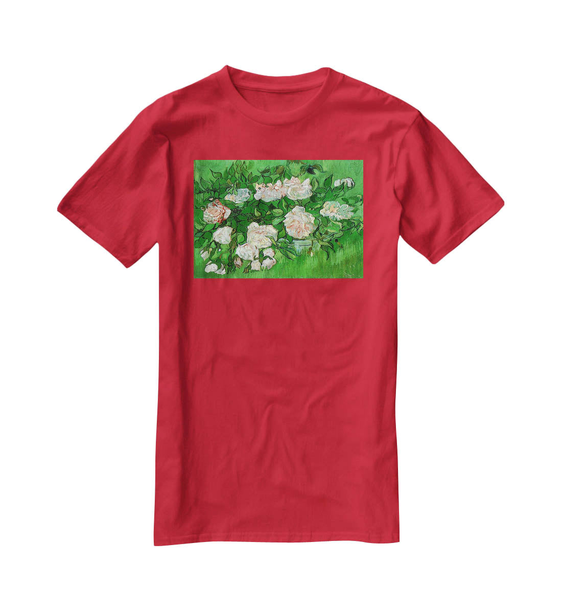Still Life Pink Roses by Van Gogh T-Shirt - Canvas Art Rocks - 4
