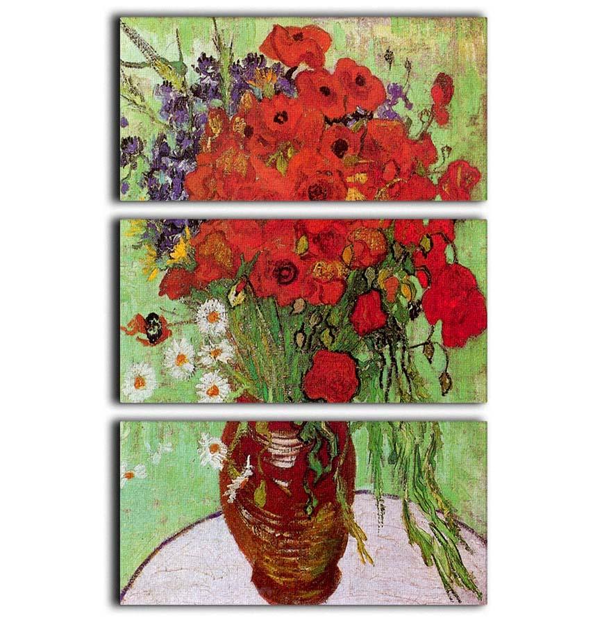 Still Life Red Poppies and Daisies by Van Gogh 3 Split Panel Canvas Print - Canvas Art Rocks - 1