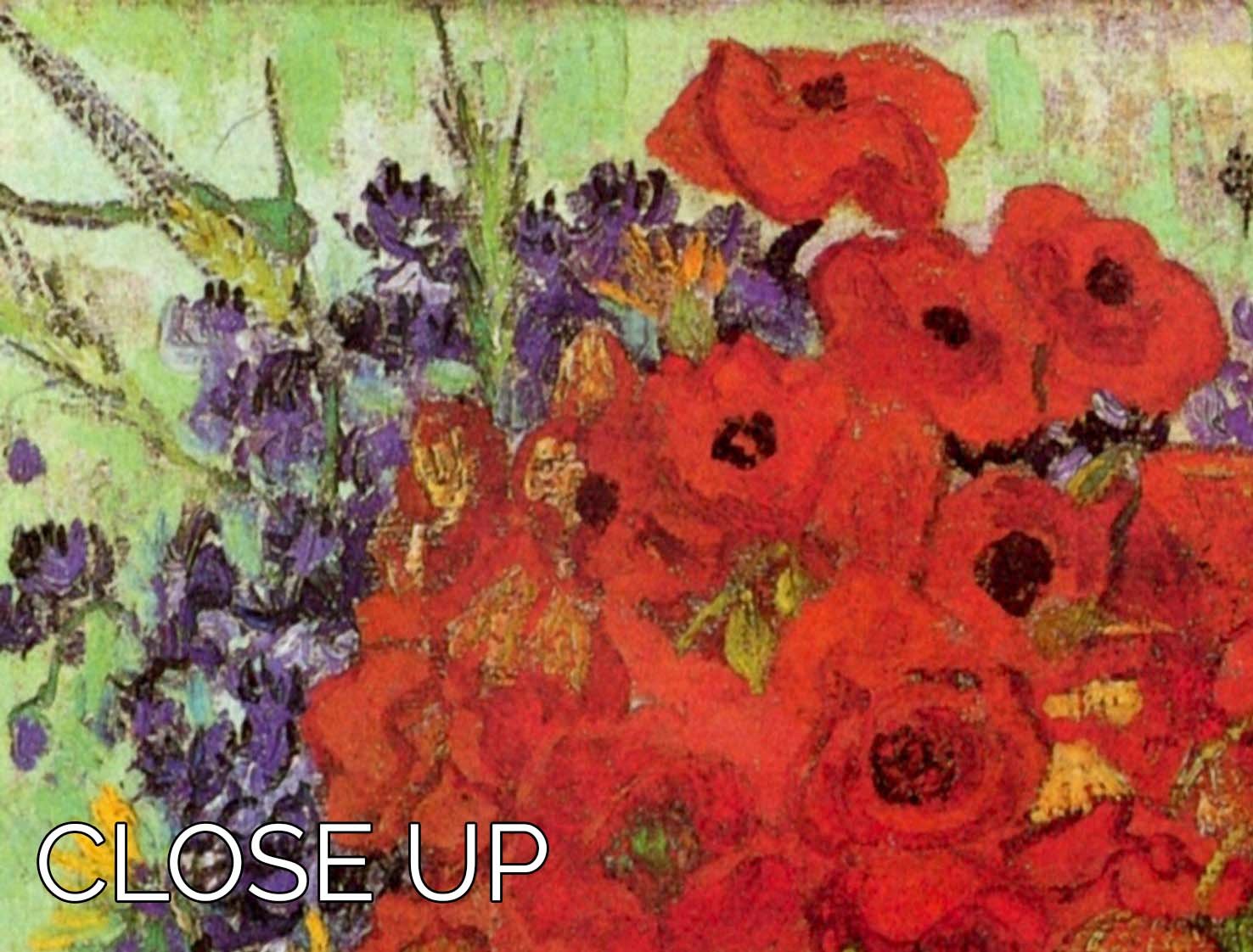 Still Life Red Poppies and Daisies by Van Gogh 3 Split Panel Canvas Print - Canvas Art Rocks - 3