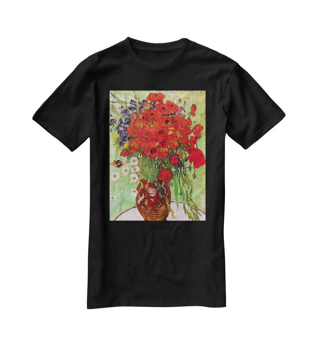 Still Life Red Poppies and Daisies by Van Gogh T-Shirt - Canvas Art Rocks - 1