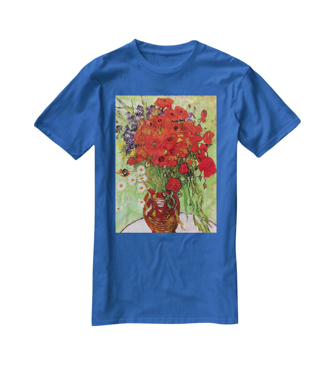 Still Life Red Poppies and Daisies by Van Gogh T-Shirt - Canvas Art Rocks - 2