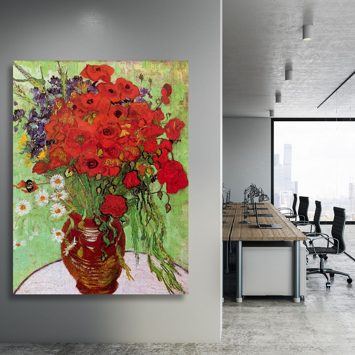 Still Life Red Poppies and Daisies by Van Gogh Canvas Print or Poster - Canvas Art Rocks - 3