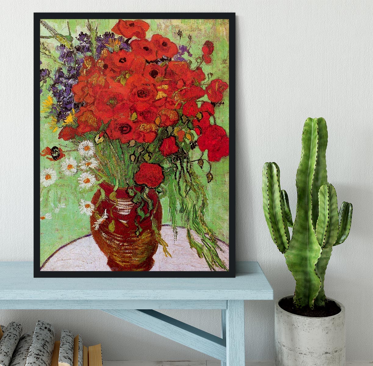 Still Life Red Poppies and Daisies by Van Gogh Framed Print - Canvas Art Rocks - 2