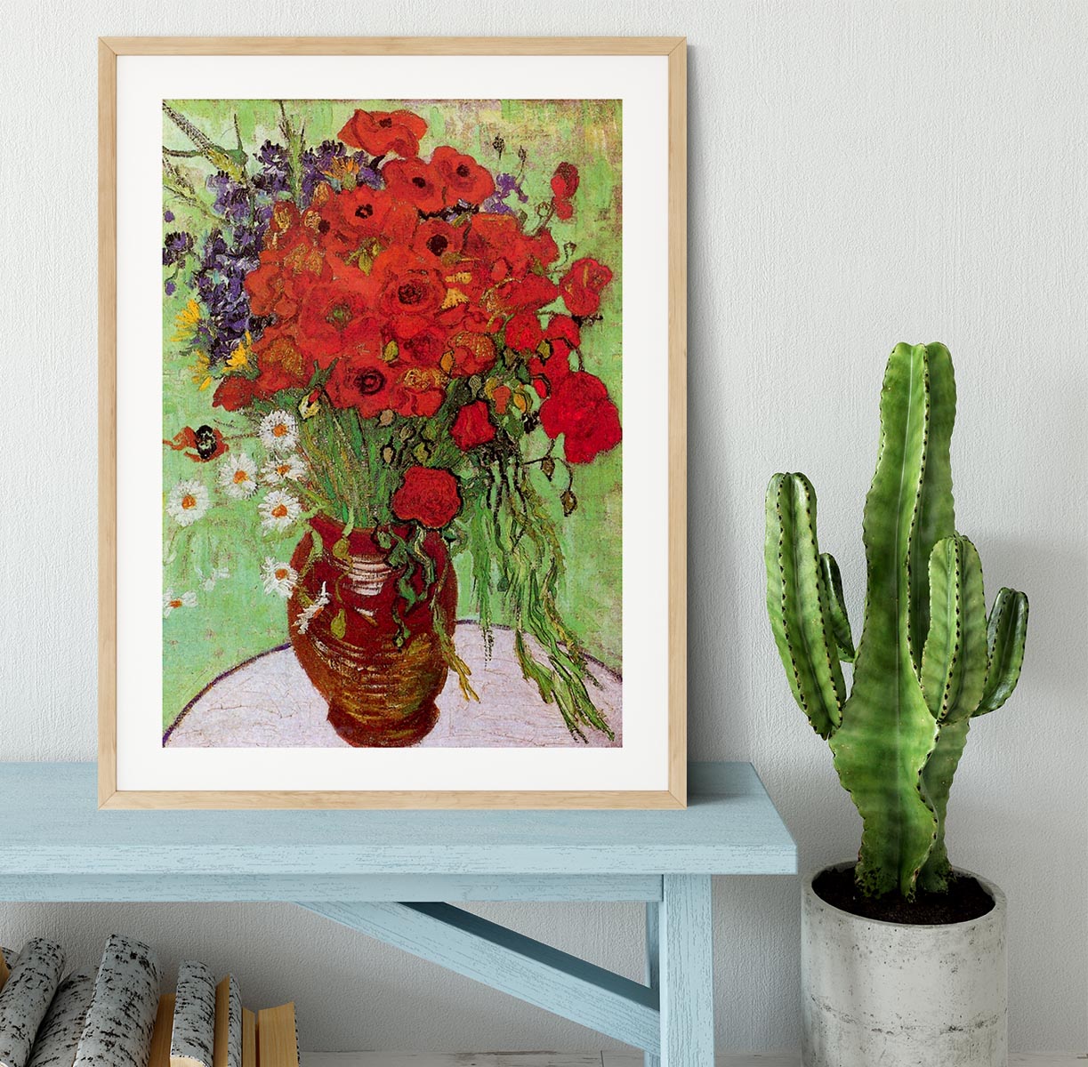 Still Life Red Poppies and Daisies by Van Gogh Framed Print - Canvas Art Rocks - 3