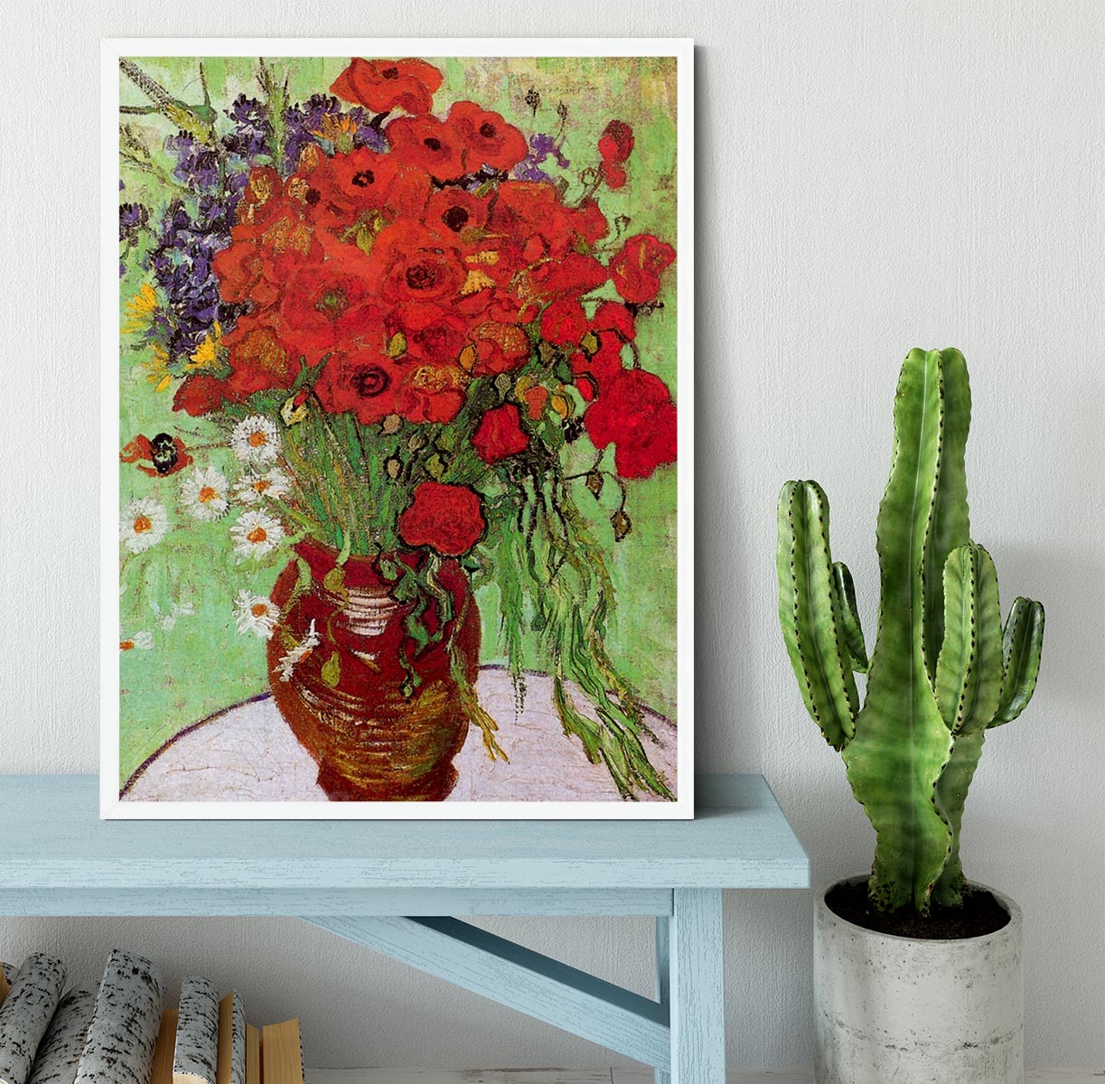 Still Life Red Poppies and Daisies by Van Gogh Framed Print - Canvas Art Rocks -6