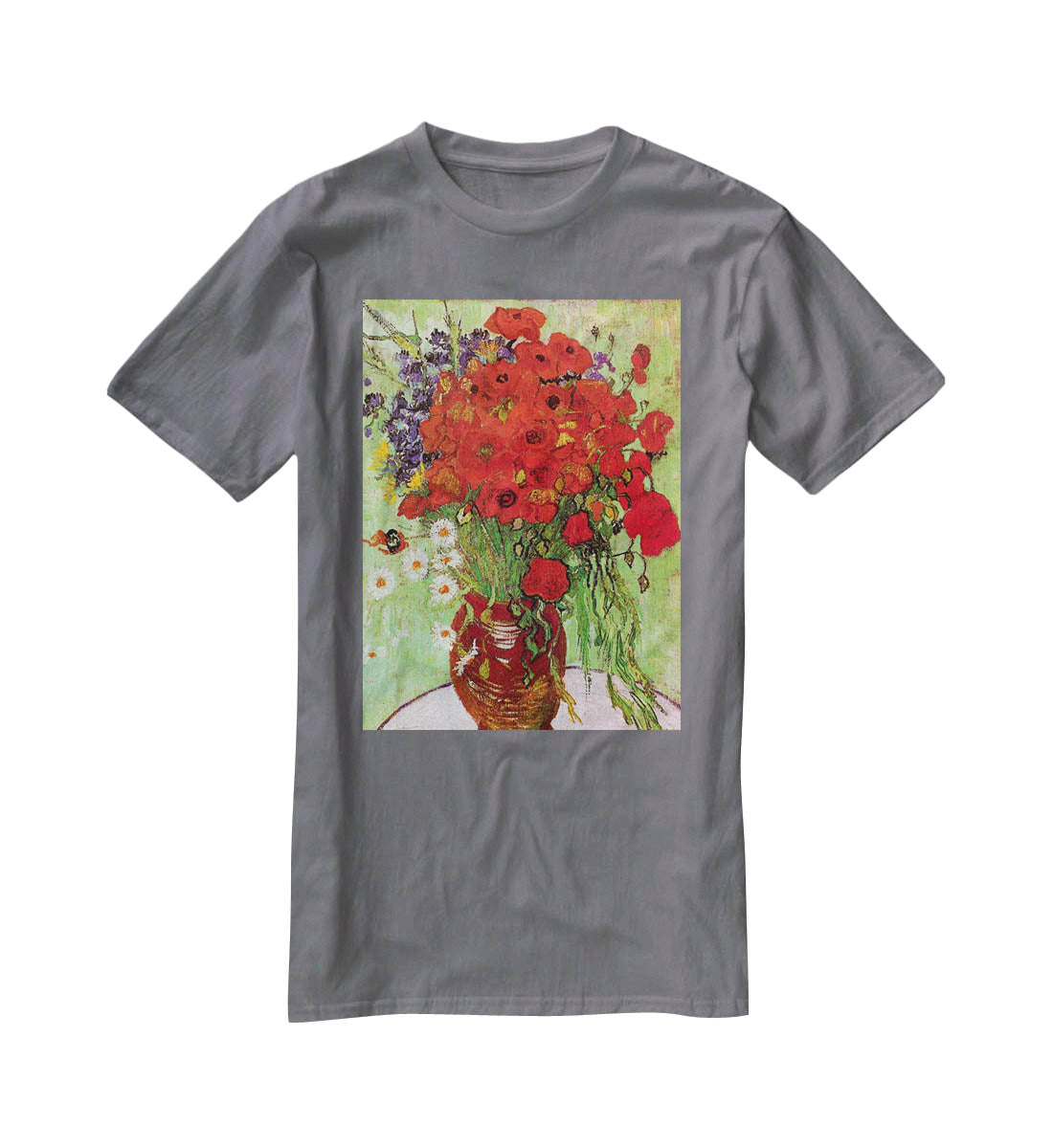 Still Life Red Poppies and Daisies by Van Gogh T-Shirt - Canvas Art Rocks - 3