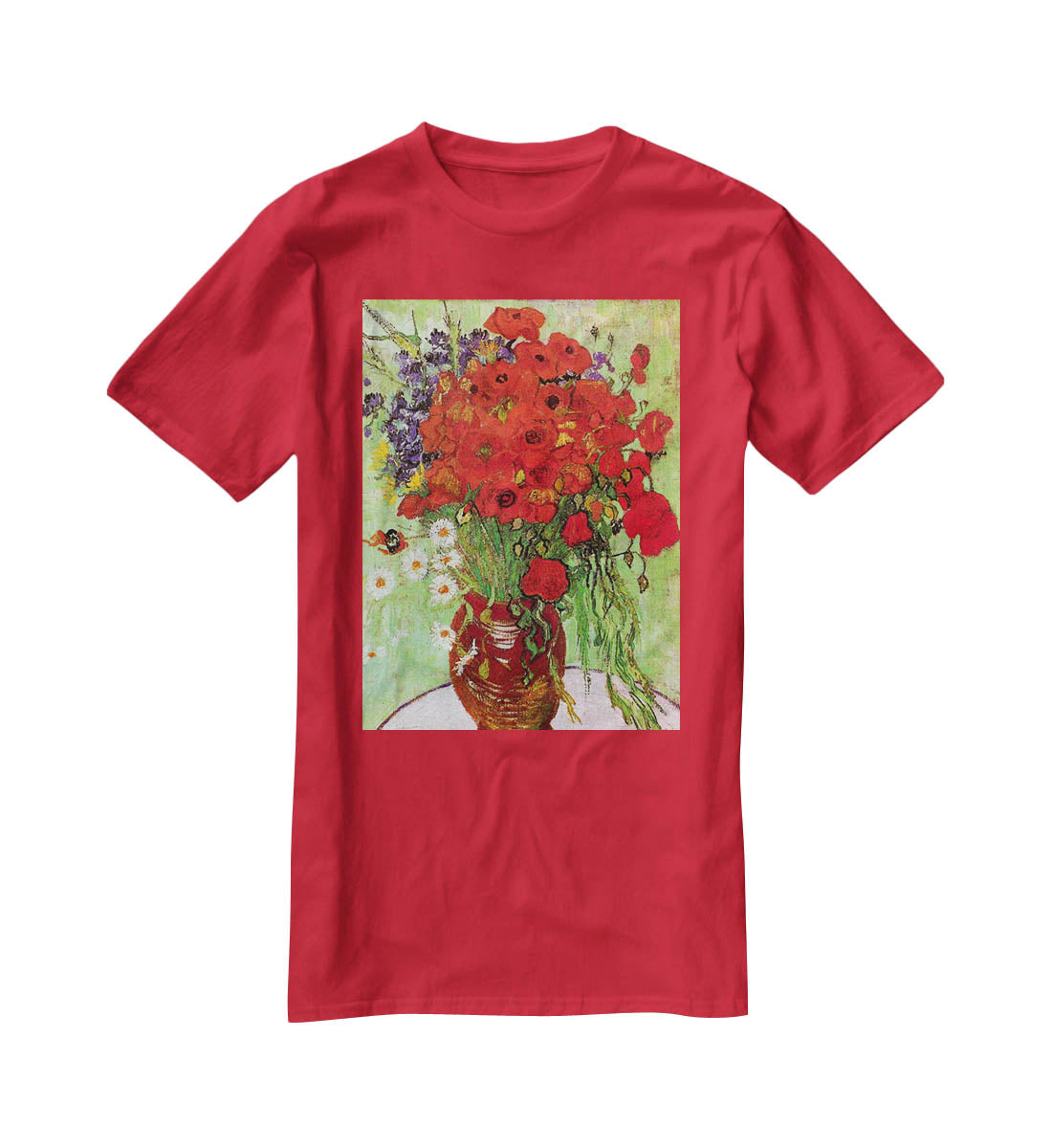 Still Life Red Poppies and Daisies by Van Gogh T-Shirt - Canvas Art Rocks - 4