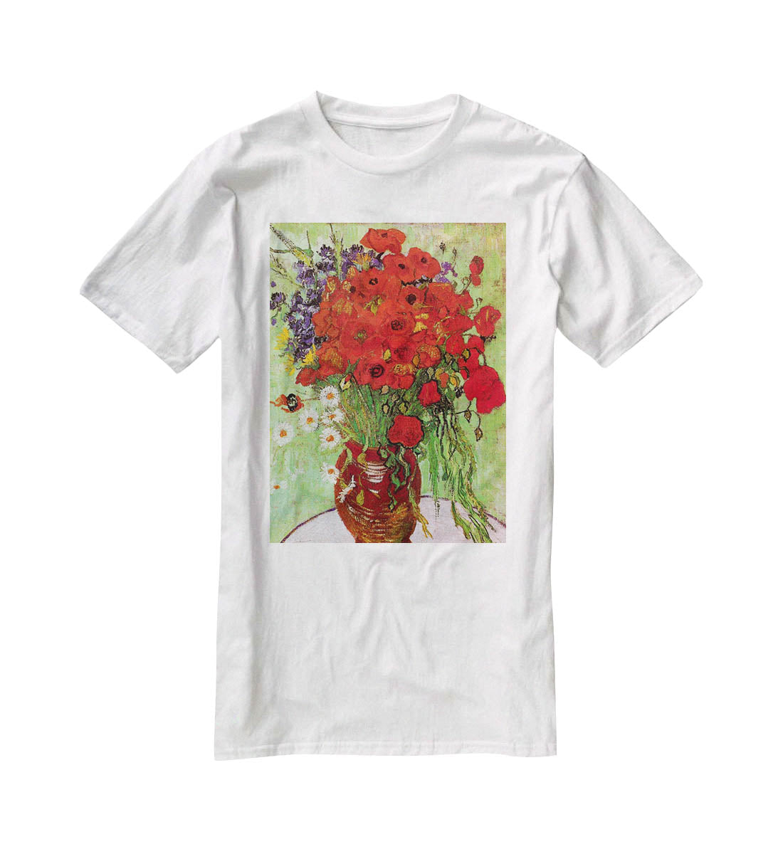 Still Life Red Poppies and Daisies by Van Gogh T-Shirt - Canvas Art Rocks - 5