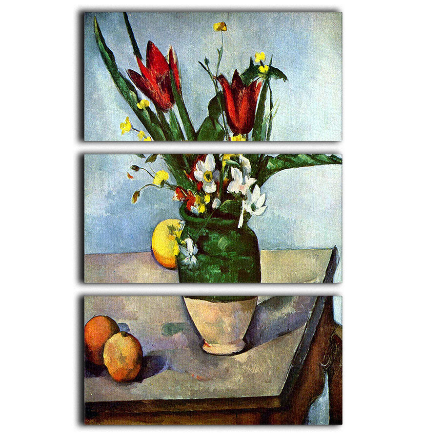 Still Life Tulips and Apples by Cezanne 3 Split Panel Canvas Print - Canvas Art Rocks - 1