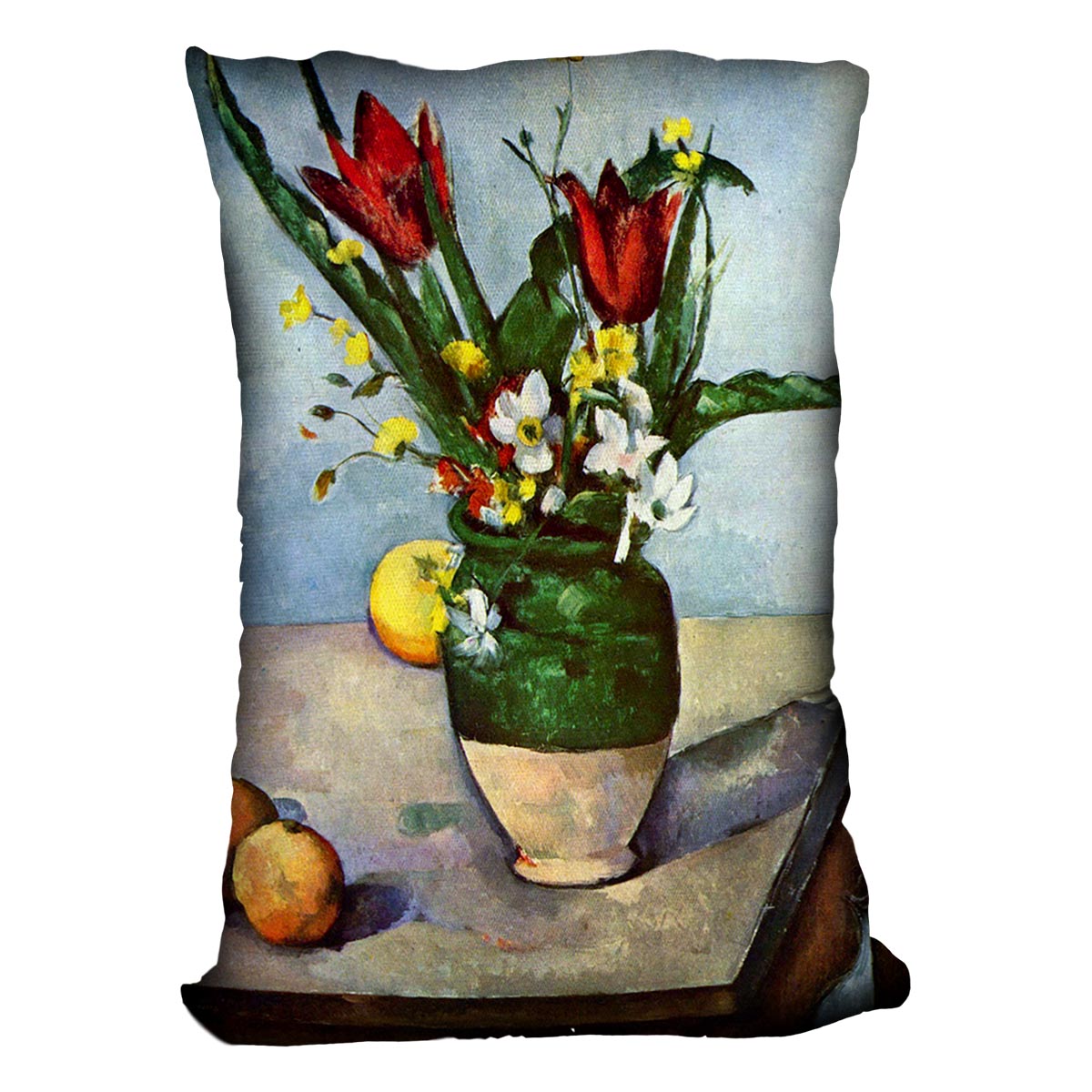 Still Life Tulips and Apples by Cezanne Cushion