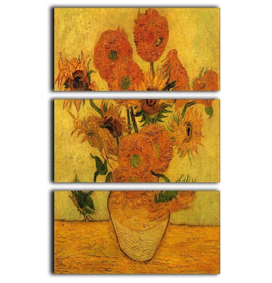 Still Life Vase with Fifteen Sunflowers 2 by Van Gogh 3 Split Panel Canvas Print - Canvas Art Rocks - 1