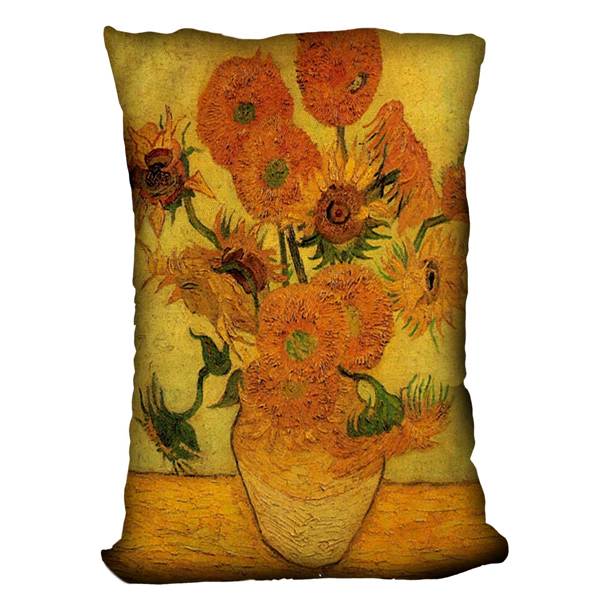 Still Life Vase with Fifteen Sunflowers 2 by Van Gogh Cushion