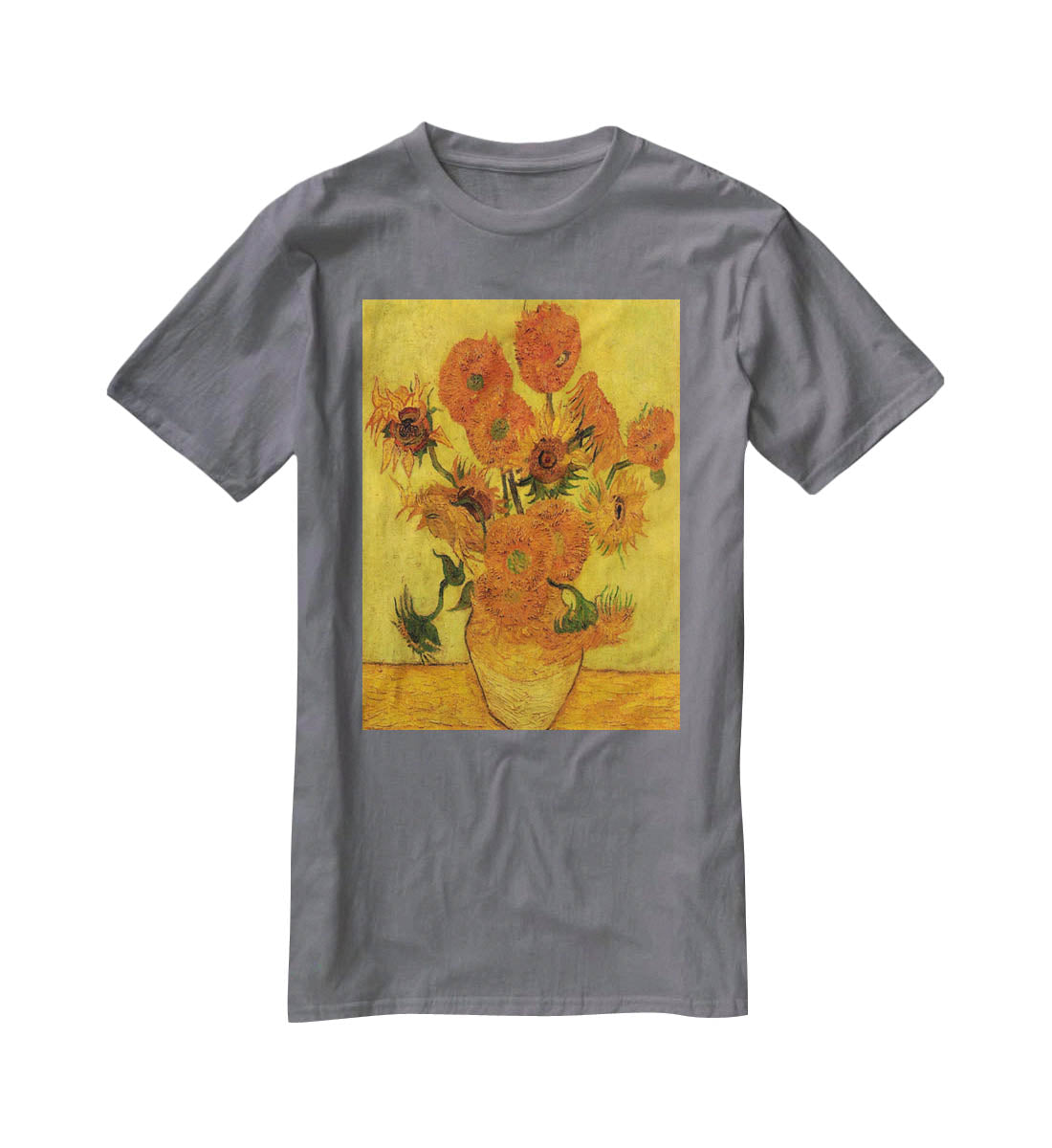 Still Life Vase with Fifteen Sunflowers 2 by Van Gogh T-Shirt - Canvas Art Rocks - 3