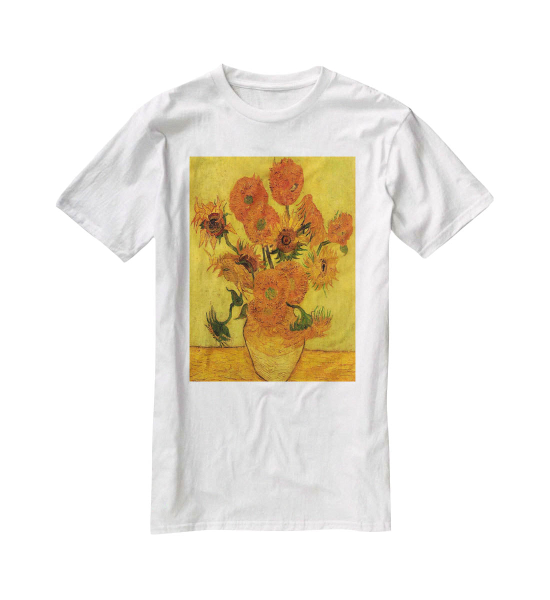 Still Life Vase with Fifteen Sunflowers 2 by Van Gogh T-Shirt - Canvas Art Rocks - 5