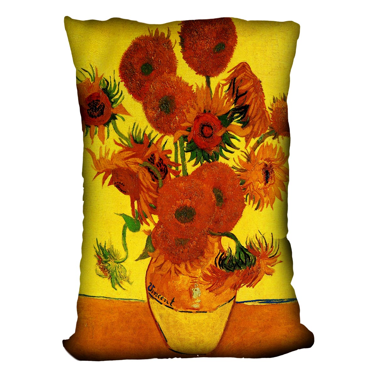 Still Life Vase with Fifteen Sunflowers 3 by Van Gogh Cushion