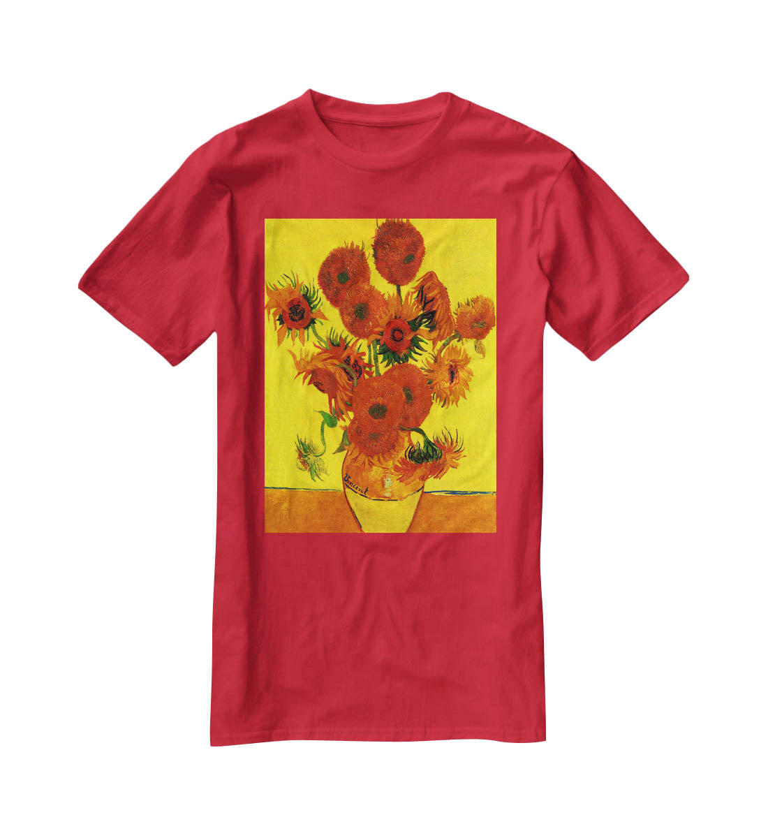 Still Life Vase with Fifteen Sunflowers 3 by Van Gogh T-Shirt - Canvas Art Rocks - 4
