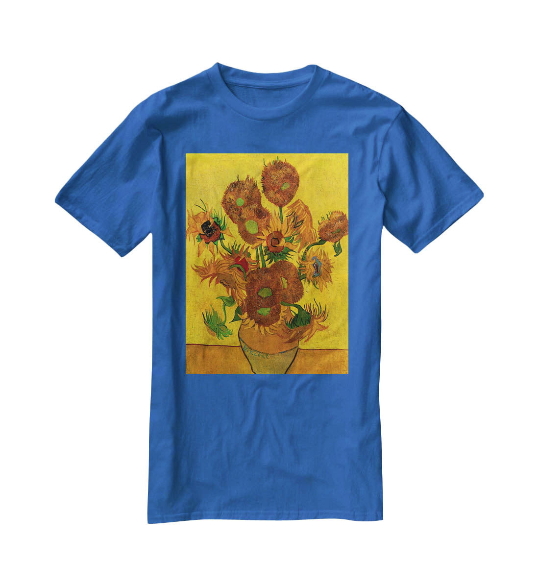 Still Life Vase with Fifteen Sunflowers by Van Gogh T-Shirt - Canvas Art Rocks - 2