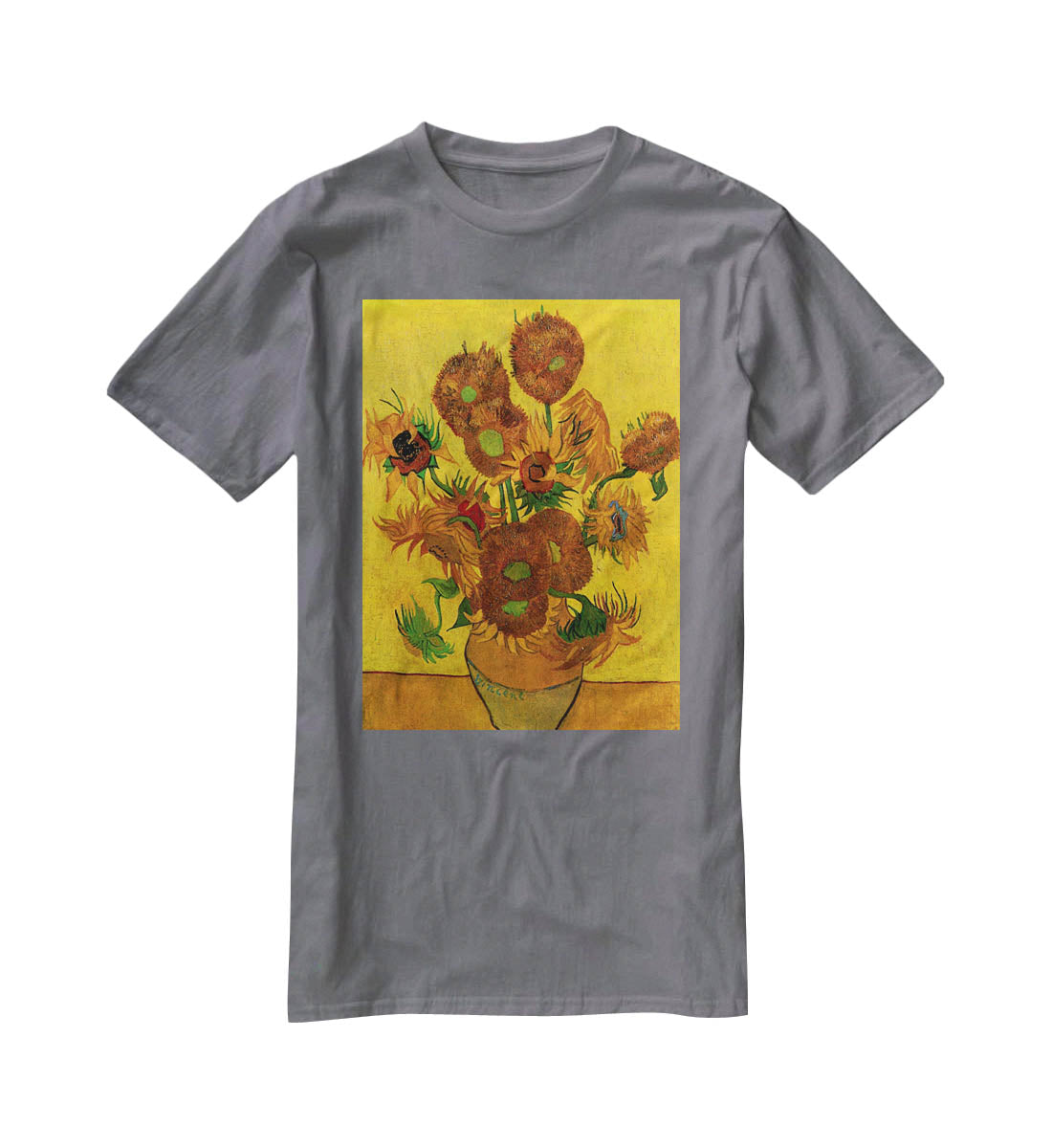 Still Life Vase with Fifteen Sunflowers by Van Gogh T-Shirt - Canvas Art Rocks - 3