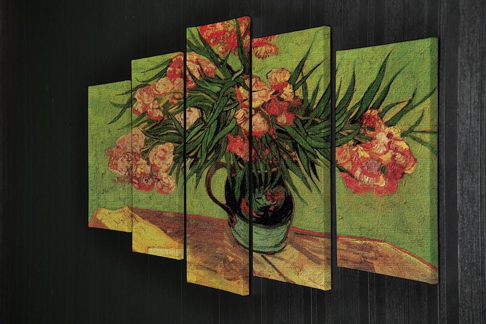 Still Life Vase with Oleanders and Books by Van Gogh 5 Split Panel Canvas - Canvas Art Rocks - 2