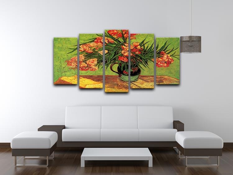 Still Life Vase with Oleanders and Books by Van Gogh 5 Split Panel Canvas - Canvas Art Rocks - 3