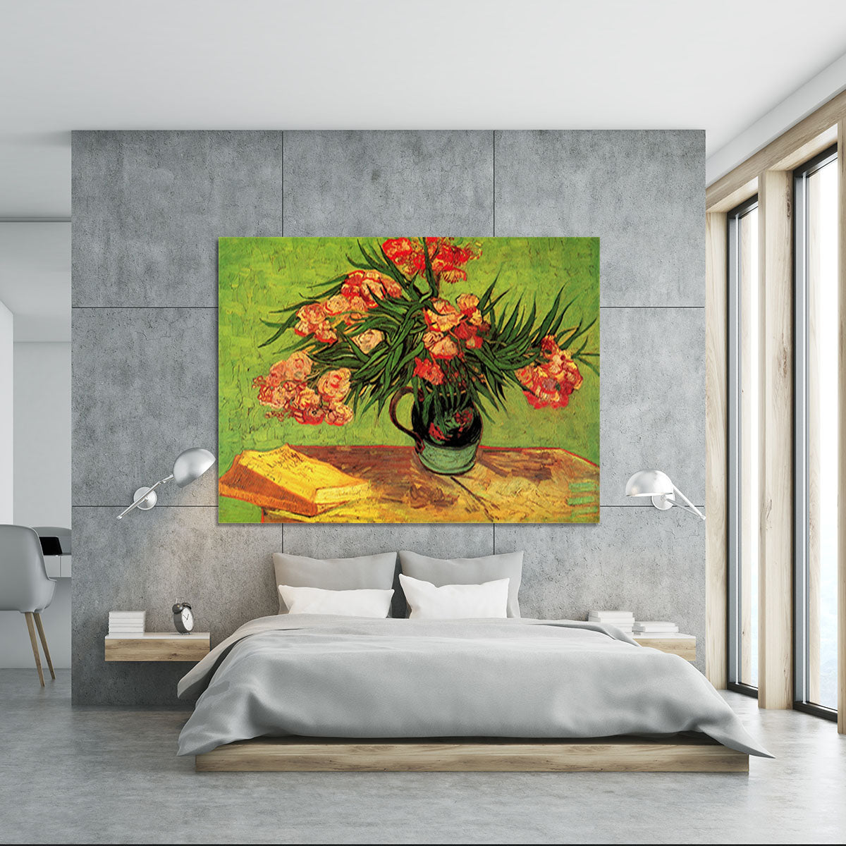 Still Life Vase with Oleanders and Books by Van Gogh Canvas Print or Poster - Canvas Art Rocks - 5