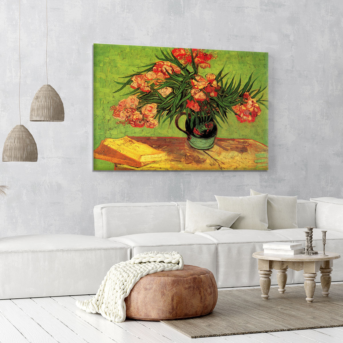 Still Life Vase with Oleanders and Books by Van Gogh Canvas Print or Poster - Canvas Art Rocks - 6