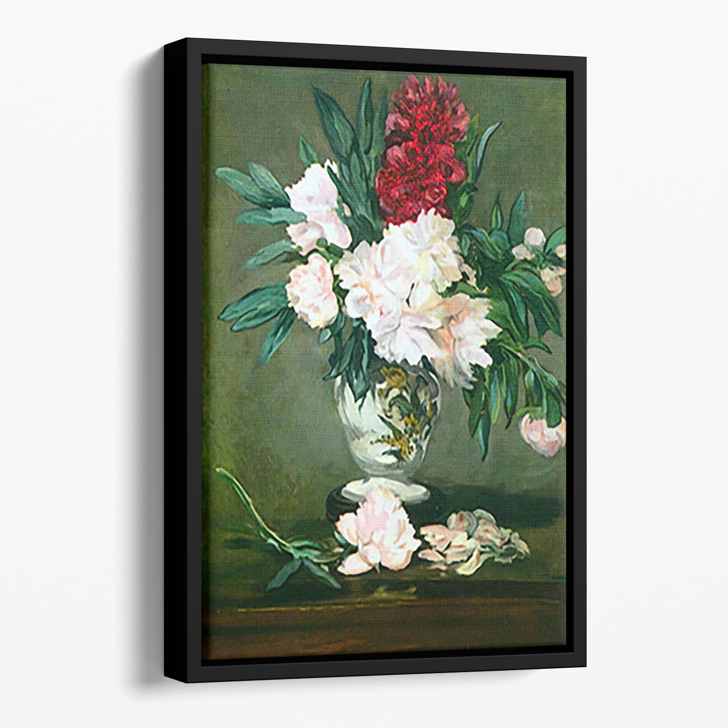 Still Life Vase with Peonies by Manet Floating Framed Canvas