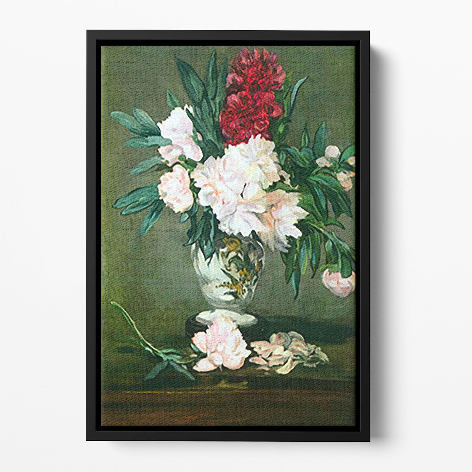 Still Life Vase with Peonies by Manet Floating Framed Canvas