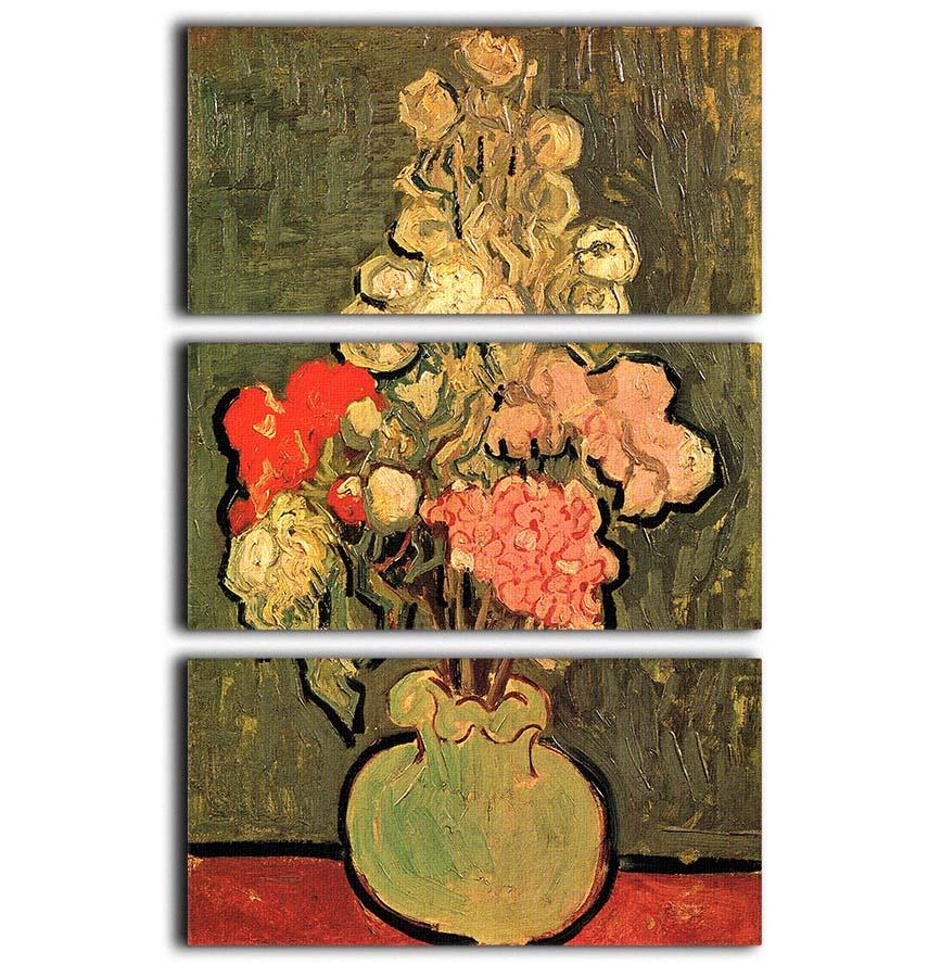 Still Life Vase with Rose-Mallows by Van Gogh 3 Split Panel Canvas Print - Canvas Art Rocks - 1