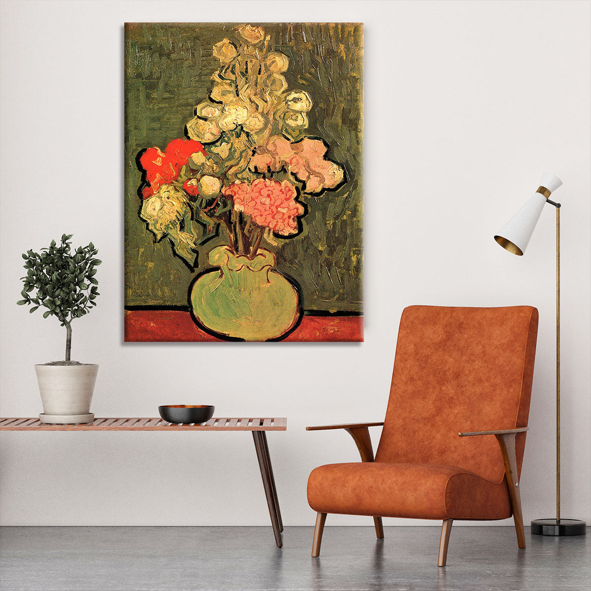 Still Life Vase with Rose-Mallows by Van Gogh Canvas Print or Poster - Canvas Art Rocks - 6