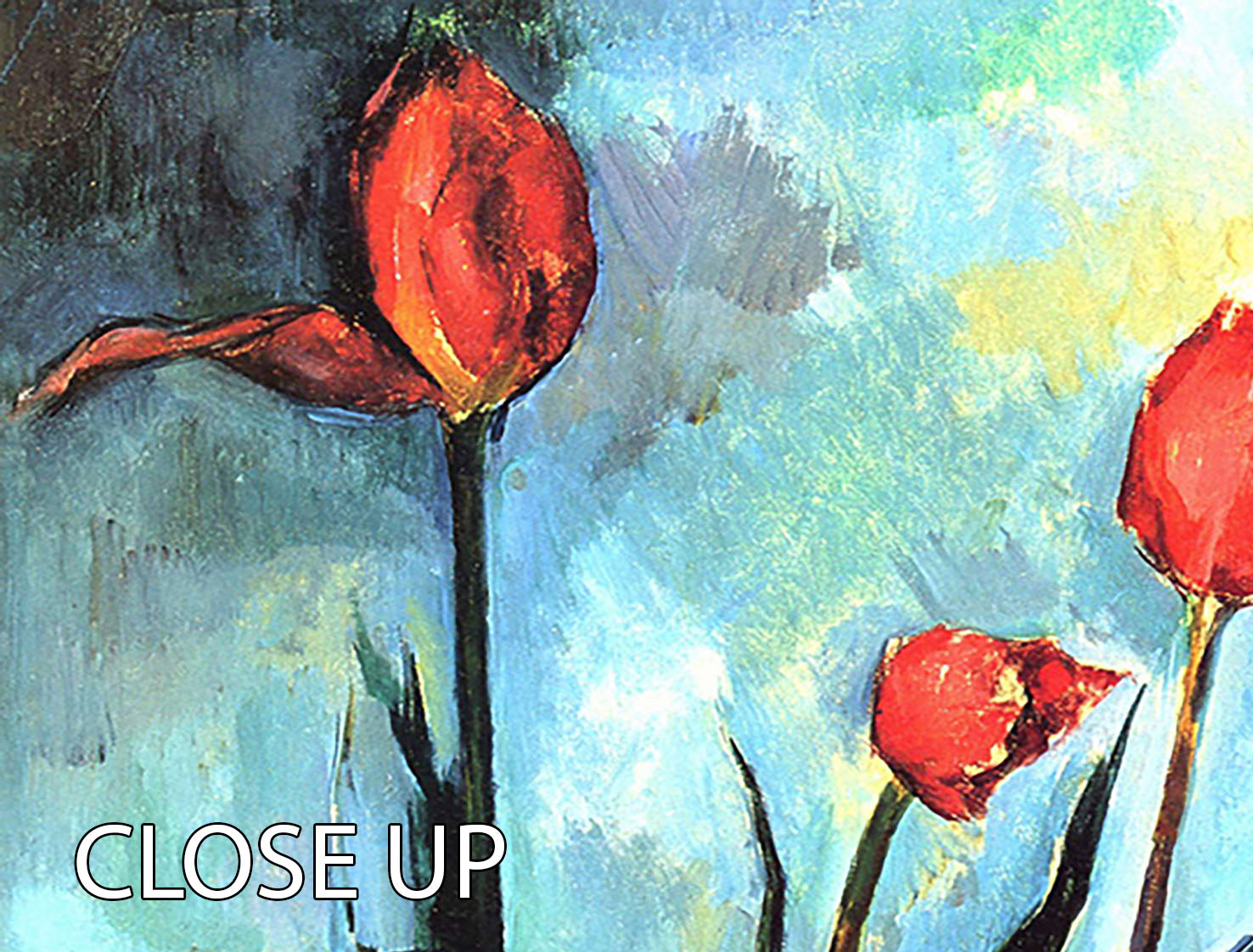 Still Life vase with Tulips by Cezanne 3 Split Panel Canvas Print - Canvas Art Rocks - 3