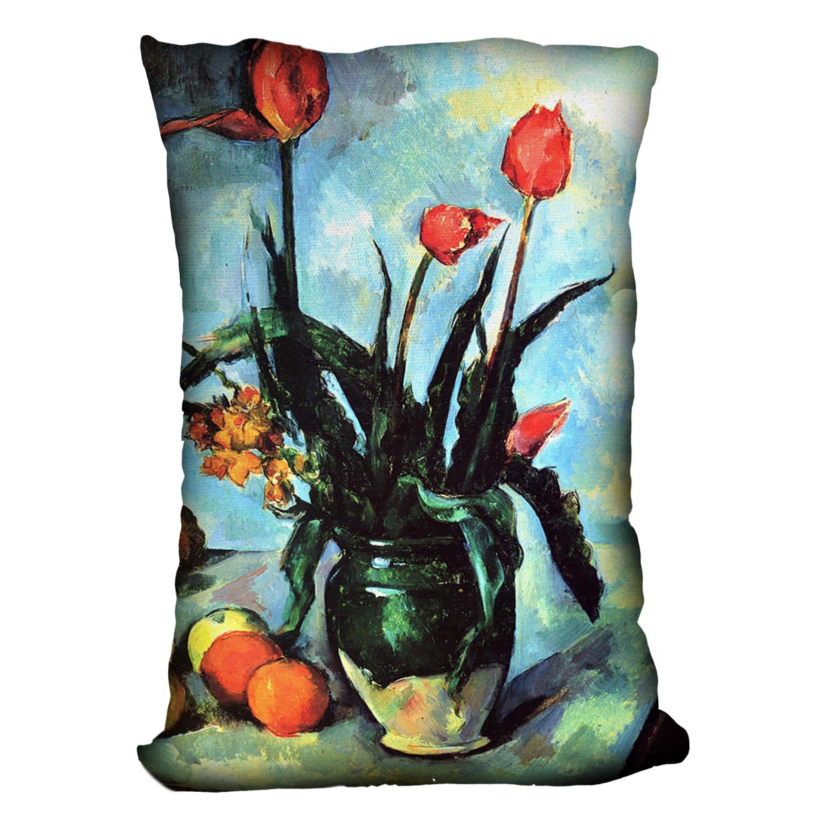Still Life vase with Tulips by Cezanne Cushion