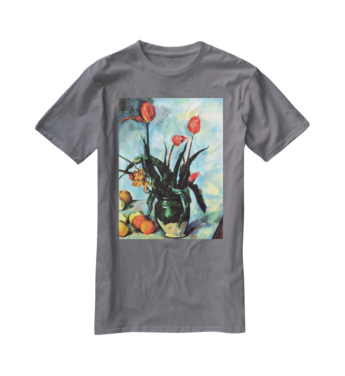 Still Life vase with Tulips by Cezanne T-Shirt - Canvas Art Rocks - 3