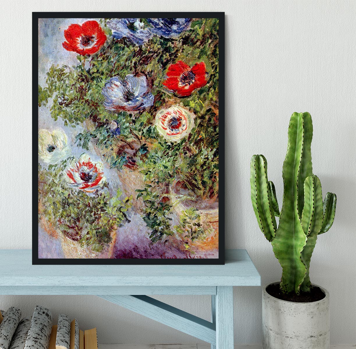 Still Life with Anemones by Monet Framed Print - Canvas Art Rocks - 2