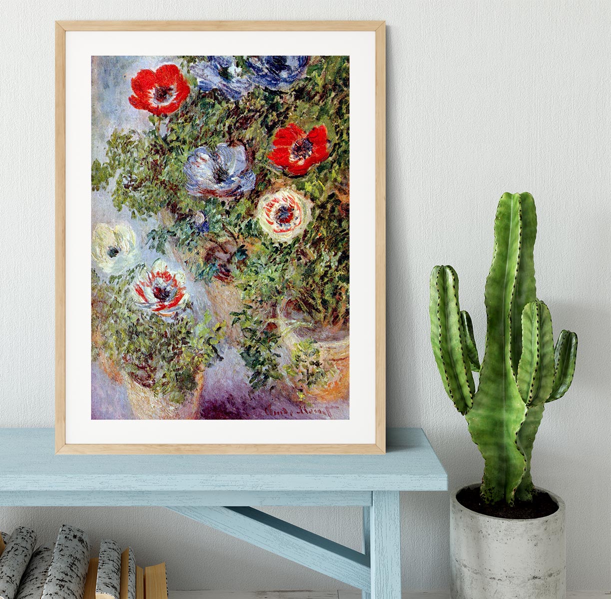 Still Life with Anemones by Monet Framed Print - Canvas Art Rocks - 3