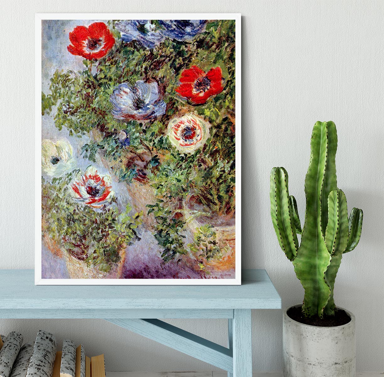 Still Life with Anemones by Monet Framed Print - Canvas Art Rocks -6