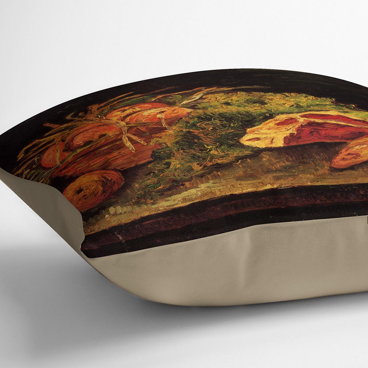 Still Life with Apples Meat and a Roll by Van Gogh Cushion