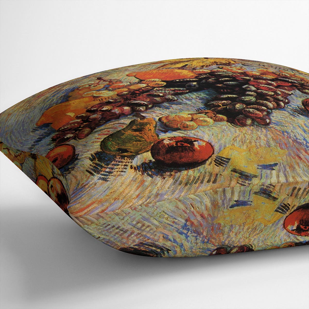 Still Life with Apples Pears Lemons and Grapes by Van Gogh Cushion