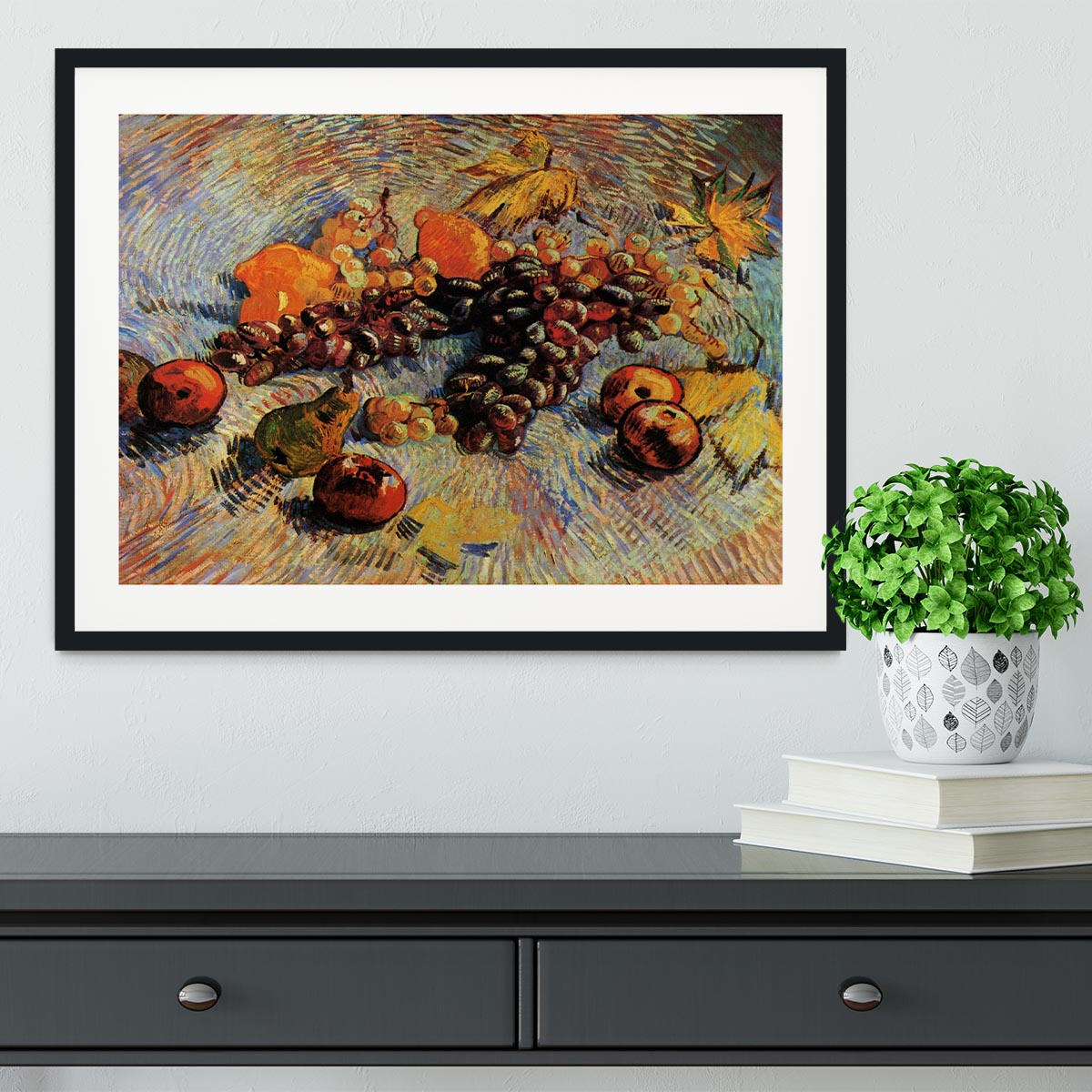 Still Life with Apples Pears Lemons and Grapes by Van Gogh Framed Print - Canvas Art Rocks - 1
