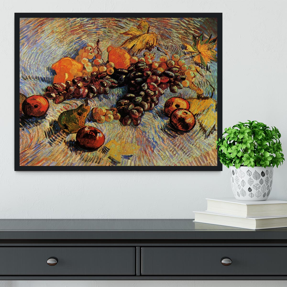 Still Life with Apples Pears Lemons and Grapes by Van Gogh Framed Print - Canvas Art Rocks - 2