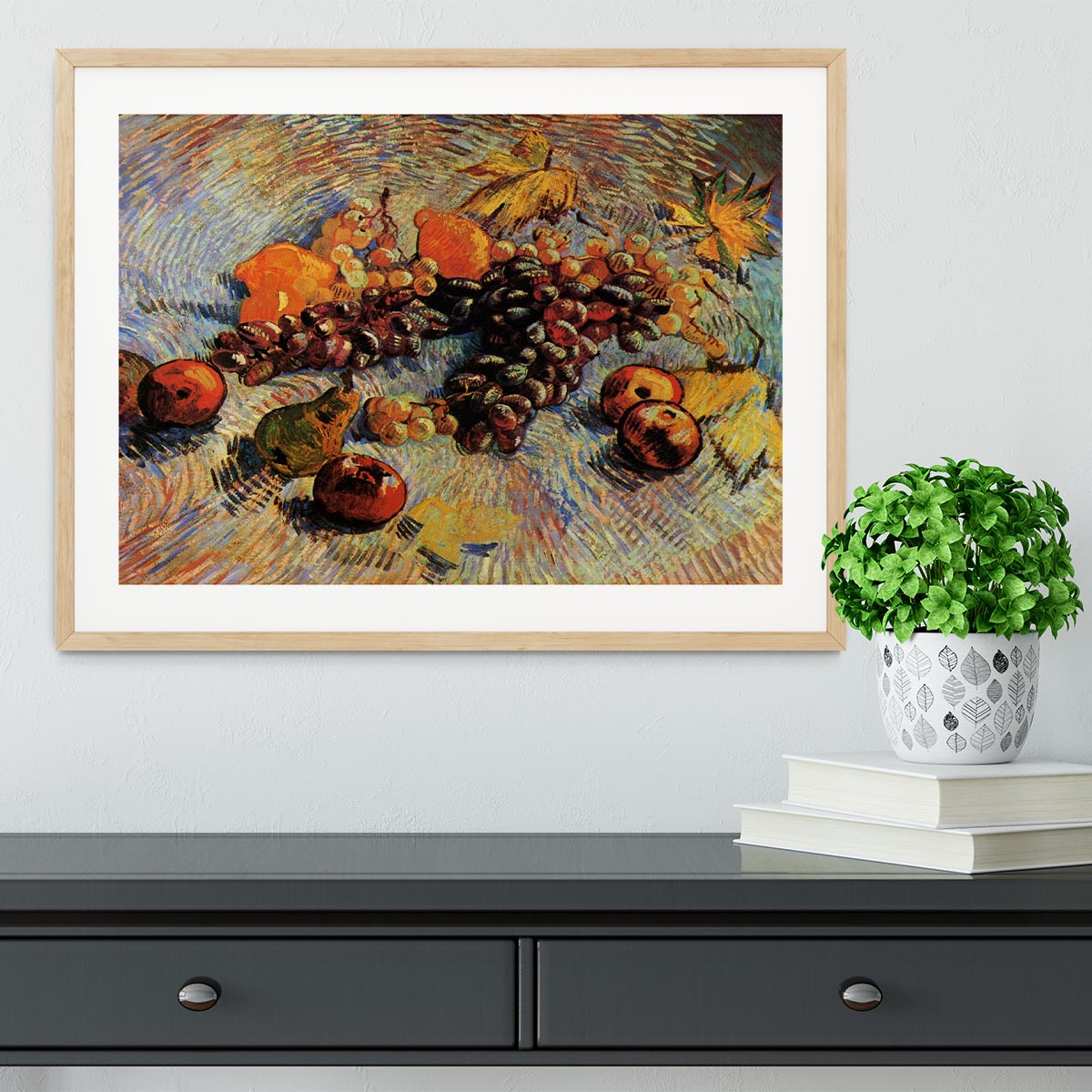Still Life with Apples Pears Lemons and Grapes by Van Gogh Framed Print - Canvas Art Rocks - 3
