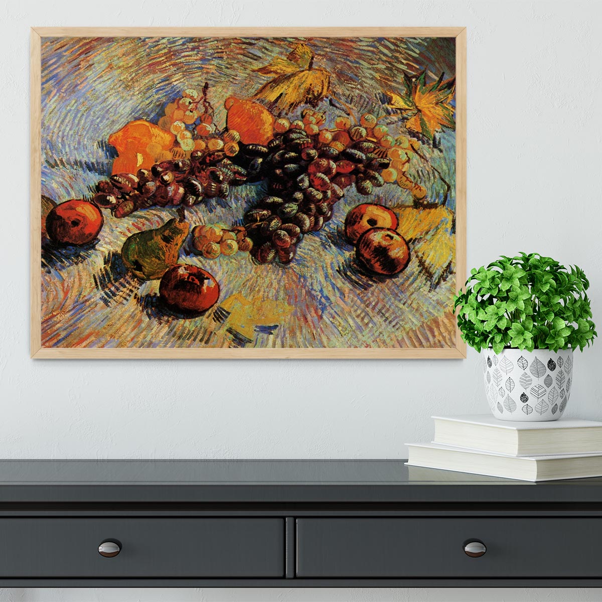 Still Life with Apples Pears Lemons and Grapes by Van Gogh Framed Print - Canvas Art Rocks - 4