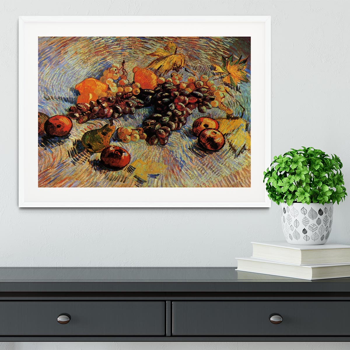 Still Life with Apples Pears Lemons and Grapes by Van Gogh Framed Print - Canvas Art Rocks - 5
