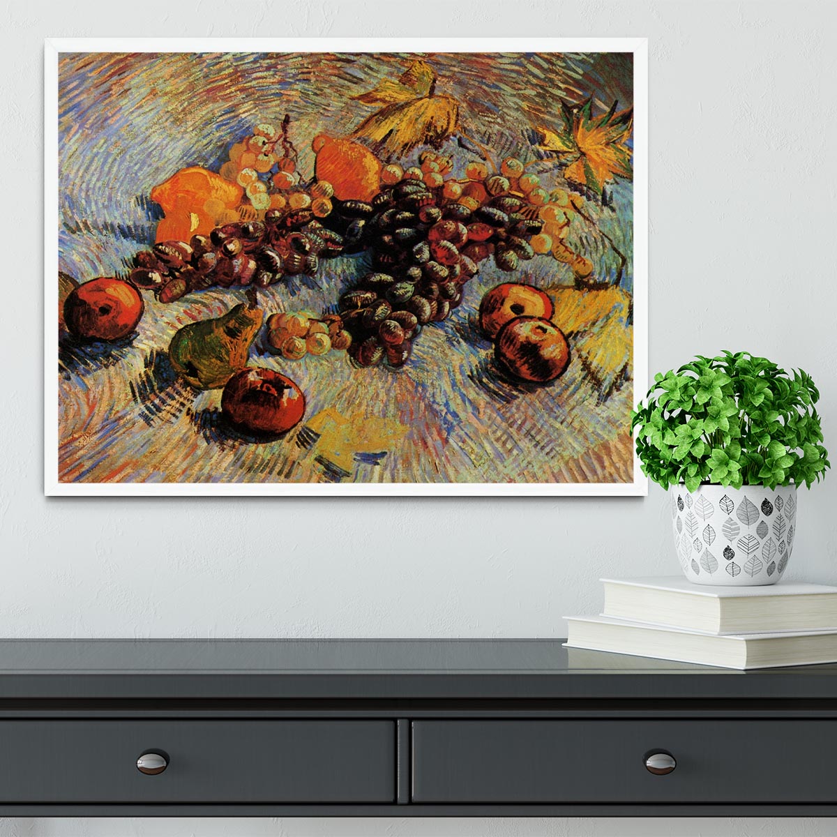 Still Life with Apples Pears Lemons and Grapes by Van Gogh Framed Print - Canvas Art Rocks -6